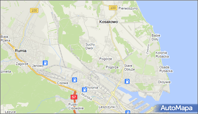 mapa Pogórze gmina Kosakowo, Pogórze gmina Kosakowo na mapie Targeo