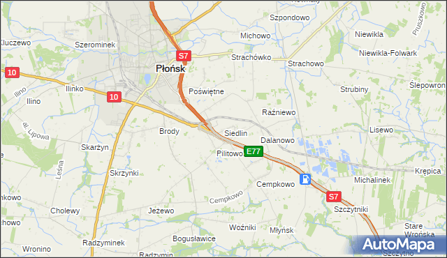 mapa Siedlin, Siedlin na mapie Targeo