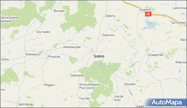 mapa Sośno, Sośno na mapie Targeo