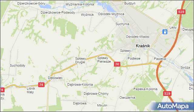 mapa Spławy Pierwsze, Spławy Pierwsze na mapie Targeo