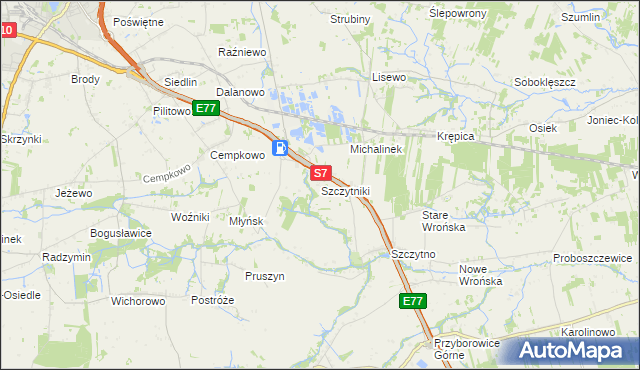mapa Szczytniki gmina Załuski, Szczytniki gmina Załuski na mapie Targeo