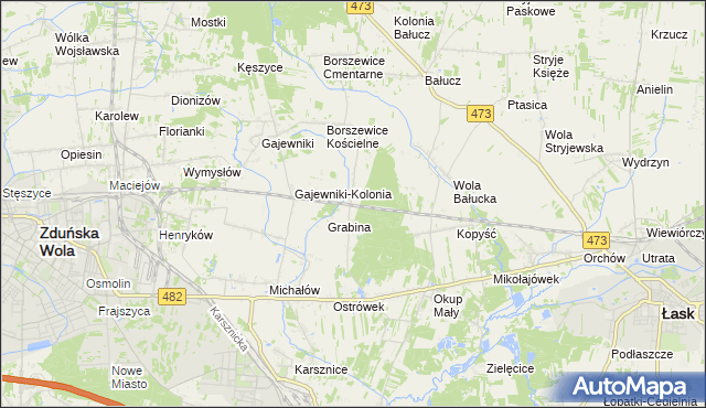 mapa Borszewice Kolejowe, Borszewice Kolejowe na mapie Targeo