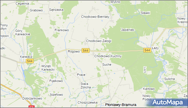 mapa Chodkowo-Kuchny, Chodkowo-Kuchny na mapie Targeo