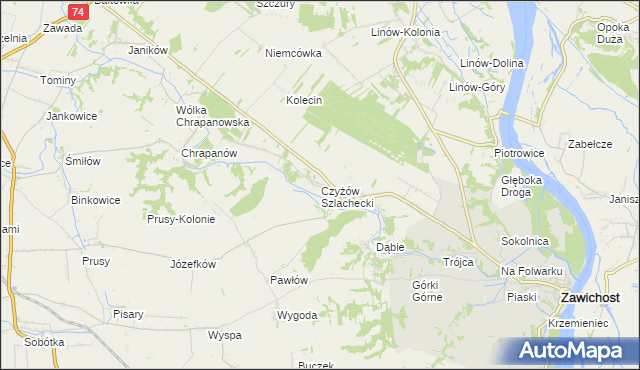 mapa Czyżów Szlachecki, Czyżów Szlachecki na mapie Targeo