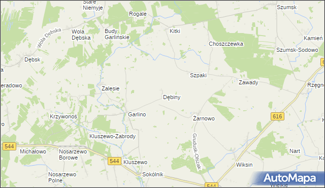 mapa Dębiny gmina Szydłowo, Dębiny gmina Szydłowo na mapie Targeo