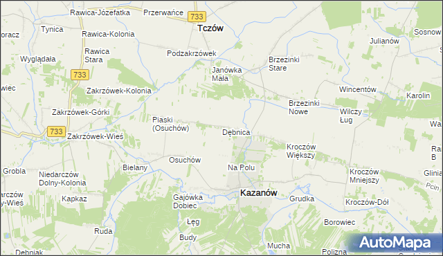 mapa Dębnica gmina Kazanów, Dębnica gmina Kazanów na mapie Targeo