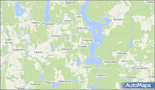 mapa Gosław gmina Polanów, Gosław gmina Polanów na mapie Targeo