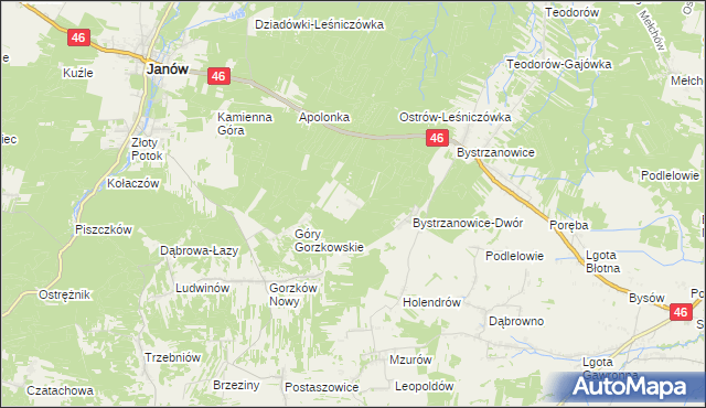 mapa Hucisko gmina Janów, Hucisko gmina Janów na mapie Targeo