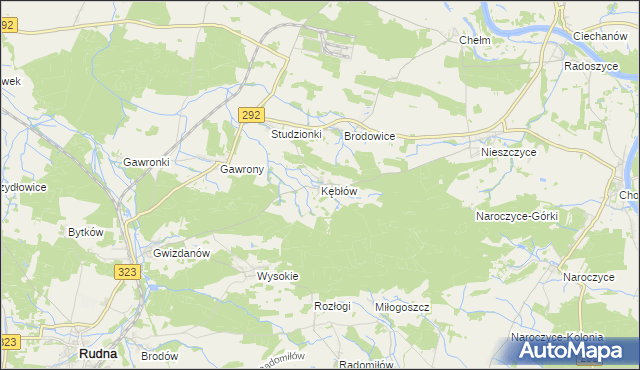 mapa Kębłów gmina Rudna, Kębłów gmina Rudna na mapie Targeo