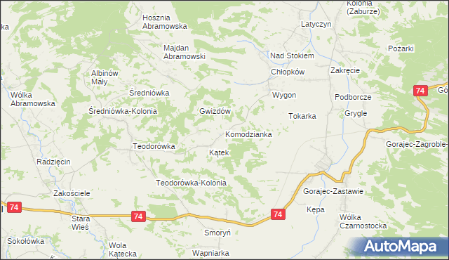 mapa Komodzianka, Komodzianka na mapie Targeo