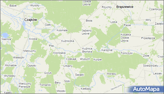 mapa Kuźnica Błońska, Kuźnica Błońska na mapie Targeo