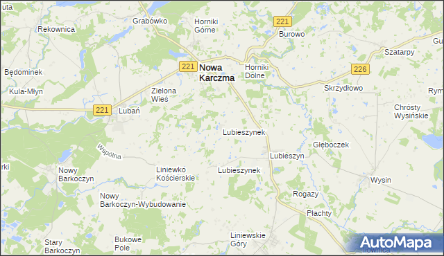 mapa Lubieszynek gmina Nowa Karczma, Lubieszynek gmina Nowa Karczma na mapie Targeo