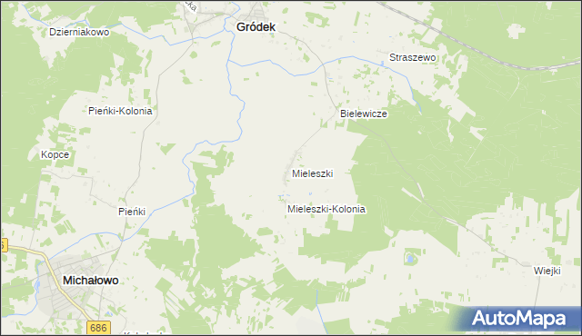 mapa Mieleszki, Mieleszki na mapie Targeo