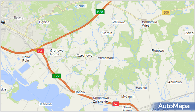 mapa Przezmark gmina Elbląg, Przezmark gmina Elbląg na mapie Targeo