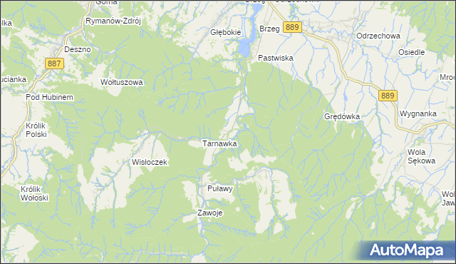 mapa Rudawka Rymanowska, Rudawka Rymanowska na mapie Targeo