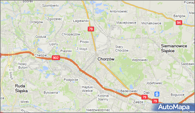 mapa Chorzów, Chorzów na mapie Targeo