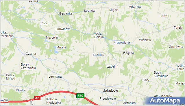 mapa Łaziska gmina Jakubów, Łaziska gmina Jakubów na mapie Targeo