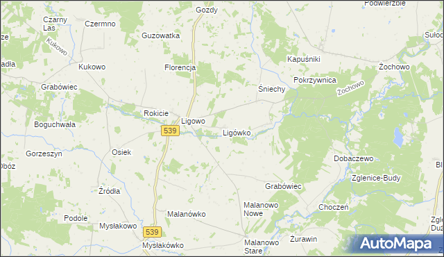 mapa Ligówko, Ligówko na mapie Targeo