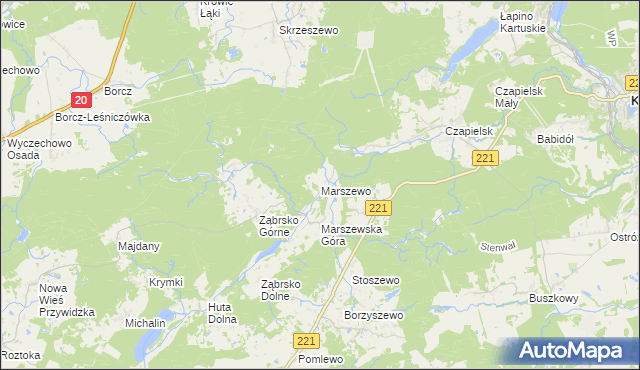 mapa Marszewo gmina Przywidz, Marszewo gmina Przywidz na mapie Targeo