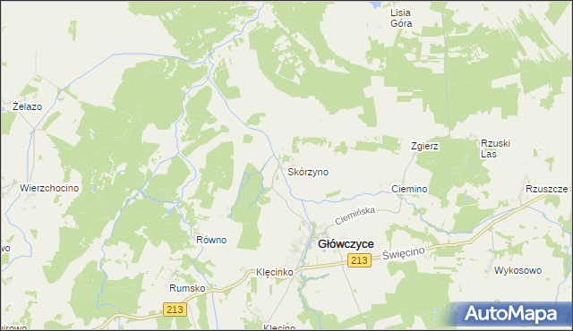 mapa Skórzyno, Skórzyno na mapie Targeo