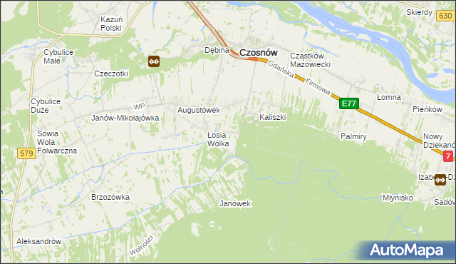 mapa Adamówek gmina Czosnów, Adamówek gmina Czosnów na mapie Targeo