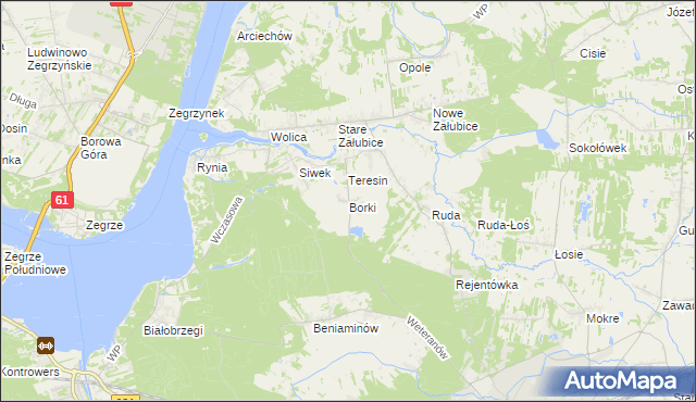 mapa Borki gmina Radzymin, Borki gmina Radzymin na mapie Targeo