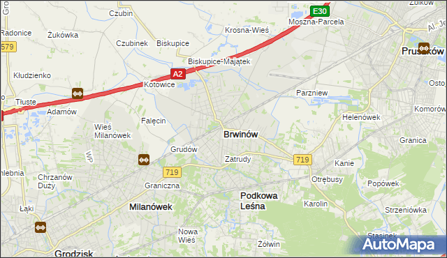 mapa Brwinów, Brwinów na mapie Targeo