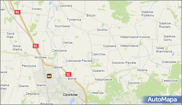 mapa Czerchów, Czerchów na mapie Targeo