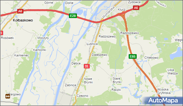 mapa Daleszewo, Daleszewo na mapie Targeo