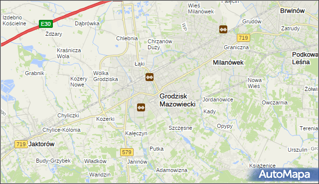 mapa Grodzisk Mazowiecki, Grodzisk Mazowiecki na mapie Targeo