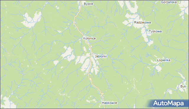 mapa Jabłonki gmina Baligród, Jabłonki gmina Baligród na mapie Targeo