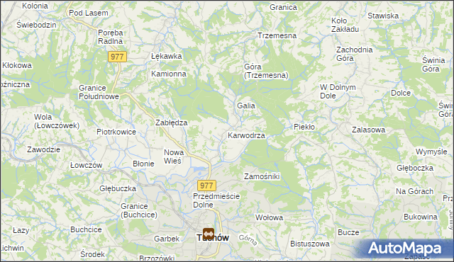 mapa Karwodrza, Karwodrza na mapie Targeo