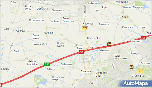 mapa Kłudno Stare, Kłudno Stare na mapie Targeo