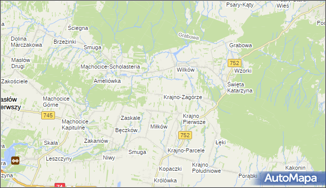 mapa Krajno-Zagórze, Krajno-Zagórze na mapie Targeo