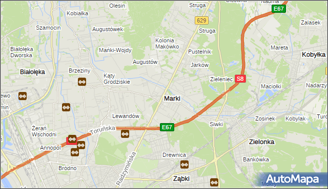 mapa Marki powiat wołomiński, Marki powiat wołomiński na mapie Targeo