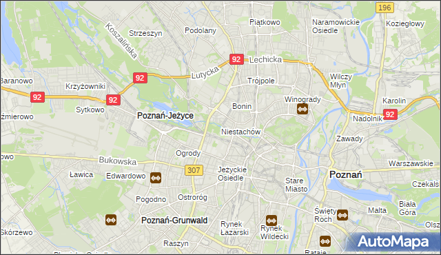 mapa Niestachów gmina Poznań, Niestachów gmina Poznań na mapie Targeo