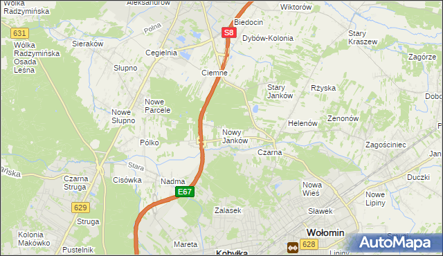 mapa Nowy Janków, Nowy Janków na mapie Targeo