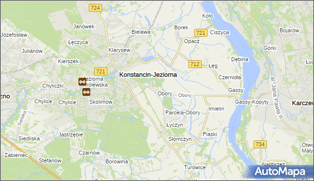 mapa Obory gmina Konstancin-Jeziorna, Obory gmina Konstancin-Jeziorna na mapie Targeo