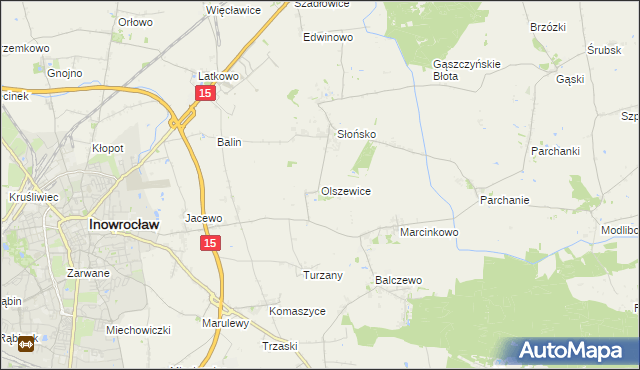 mapa Olszewice gmina Inowrocław, Olszewice gmina Inowrocław na mapie Targeo