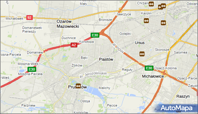 mapa Piastów powiat pruszkowski, Piastów powiat pruszkowski na mapie Targeo
