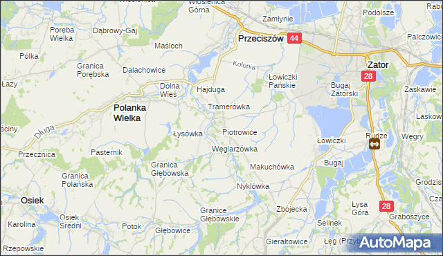 mapa Piotrowice gmina Przeciszów, Piotrowice gmina Przeciszów na mapie Targeo