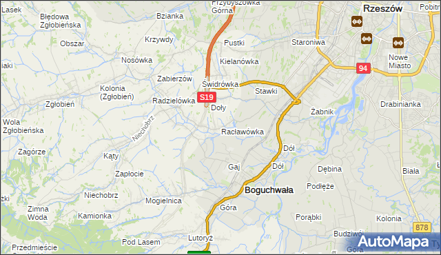 mapa Racławówka, Racławówka na mapie Targeo