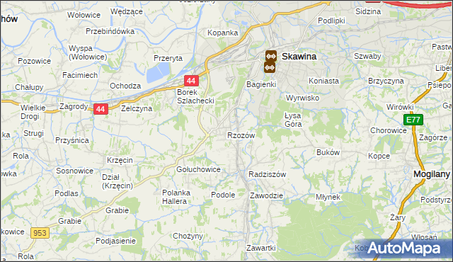 mapa Rzozów, Rzozów na mapie Targeo