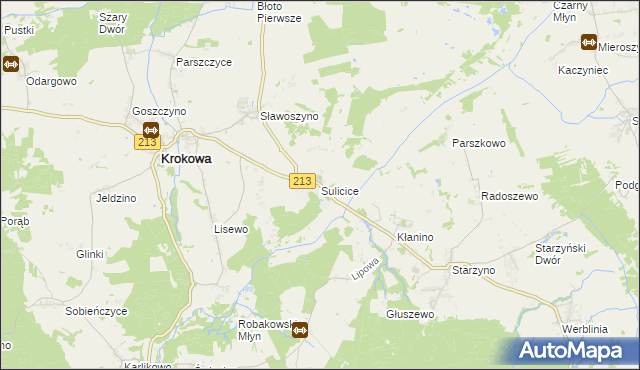 mapa Sulicice, Sulicice na mapie Targeo