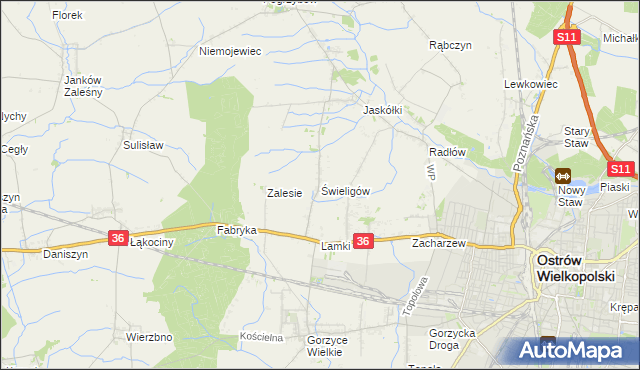 mapa Świeligów, Świeligów na mapie Targeo