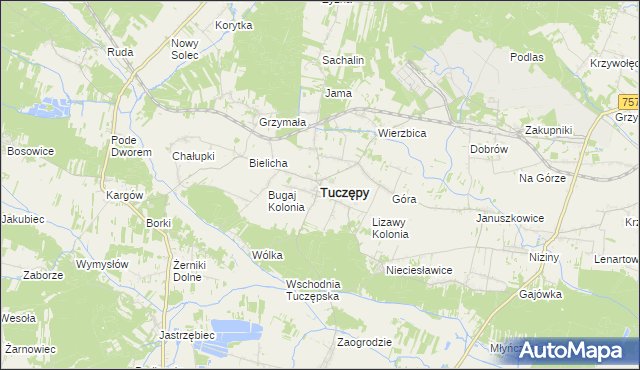 mapa Tuczępy powiat buski, Tuczępy powiat buski na mapie Targeo