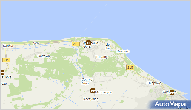 mapa Tupadły gmina Władysławowo, Tupadły gmina Władysławowo na mapie Targeo