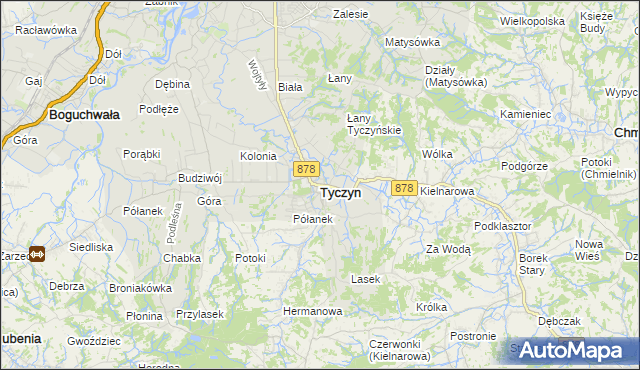 mapa Tyczyn powiat rzeszowski, Tyczyn powiat rzeszowski na mapie Targeo