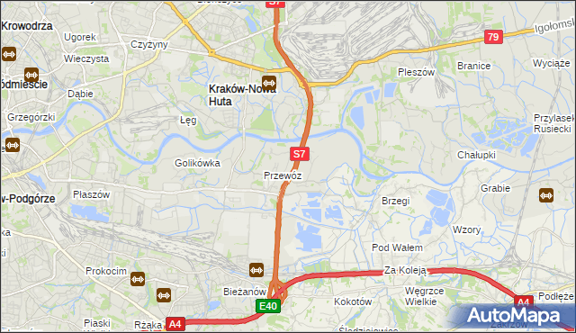 mapa Ulica gmina Kraków, Ulica gmina Kraków na mapie Targeo