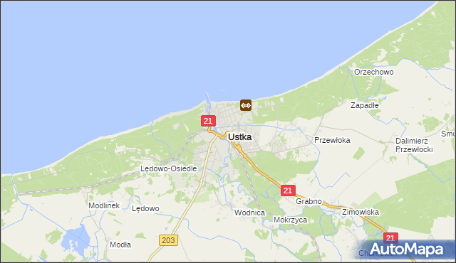 mapa Ustka, Ustka na mapie Targeo